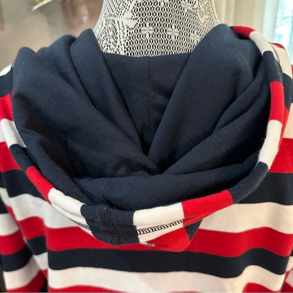 Tommy Hilfiger Red White Blue Stripe Zip Hoodie Classic Preppy Size Medium - Picture 9 of 16